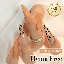 Double Rhythm 0.50 OZ Gel Polish Hema Free Same Color Same Bottle Golden Round Translucent Neutral Natural Milky 15 ML Jelly UV Polish Art DIY at Home (Sand Nude-C1441)