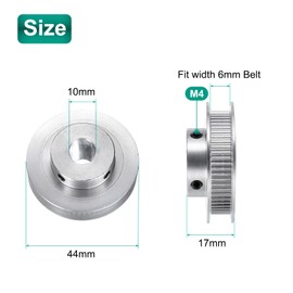 uxcell GT-2 60T Pulley Synchronous Wheel 10mm Bore, Aluminum Timing Pulley 60 Teeth, Fit Width 6mm Timing Belt for 3D Printer CNC Machine