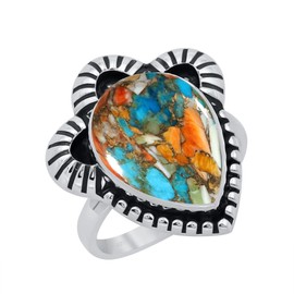 TISHAVI 8.21Ct Oyster Copper Turquoise Ring Size 9 For Women 925, Oyster Stone December Birthstone Jewelry Women'S Day Gifts For Mom