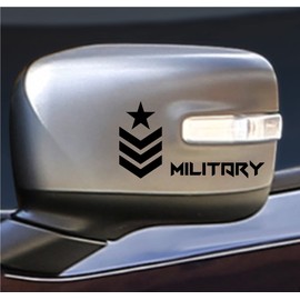 DualColorStampe Stickers compatible with Jeep Renegade Wrangler off-road mirrors Military Star US Army 4x4 COD.0194 (BLACK)
