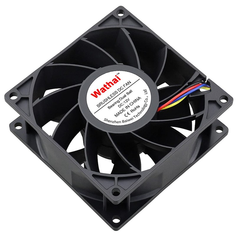 Wathai 92mm x 38mm 90mm Dual Ball 12V High Airflow