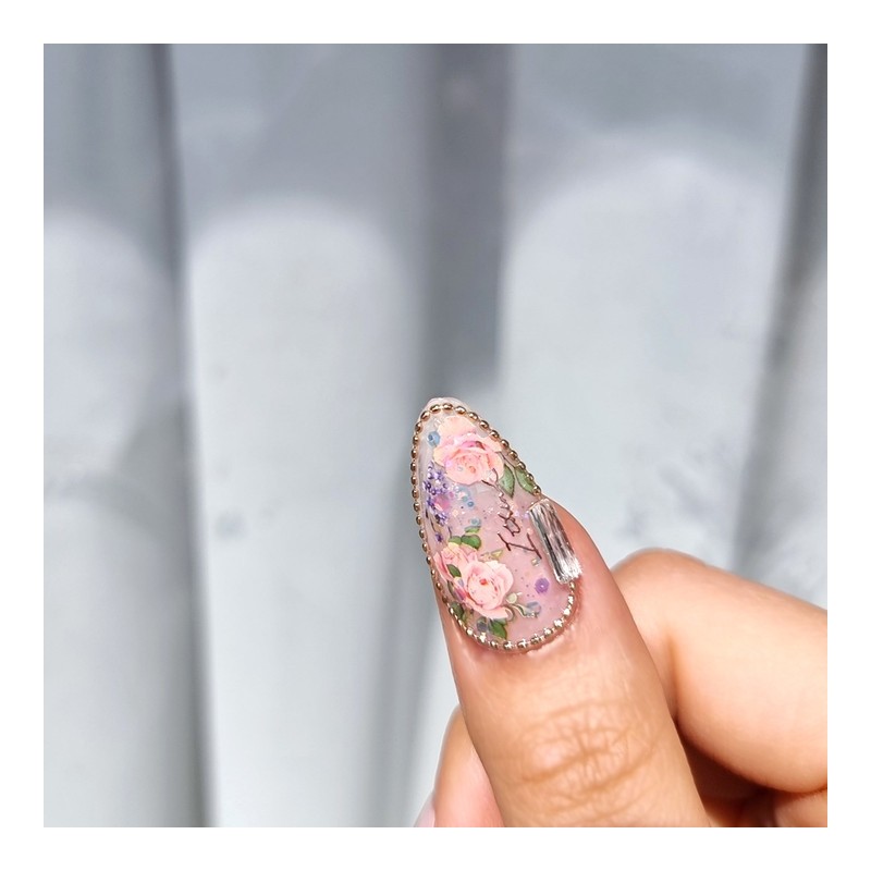 Rose Garden Homemade Nail Tips - Ballerina L / 장미