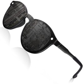 Gqueen Futuristic Sunglasses, for Women / Men, Mirrored, Frameless UV400 MEO5 - Black Grey, size: m