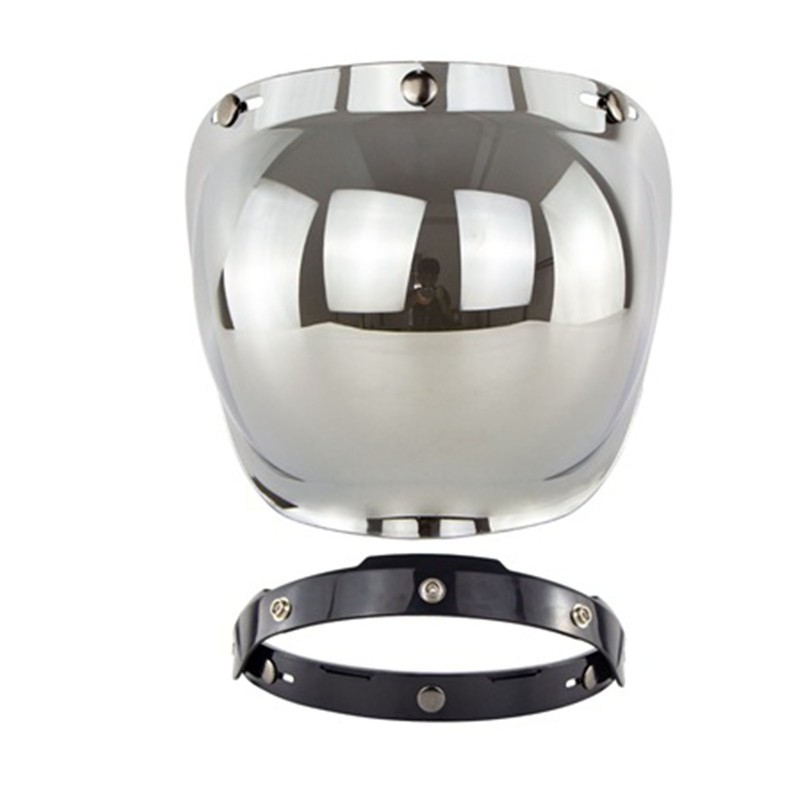 Motorcycle Retro Bubble Shield Visor PC Lens 3 Snap Helmet
