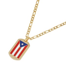 My Daily Styles Men's Stainless Steel Puerto Rico Flag Link Bracelet, 8.5 Inches (Dog Tag Yellow)