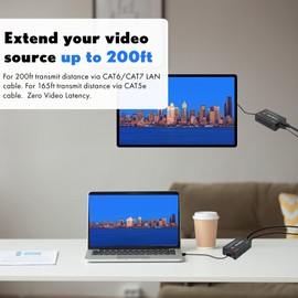 J-Tech Digital HDMI Extender over cat5e/6 1080P@200ft HDMI Balun Over Single Ethernet Supports EDID Copy Compatible with Dolby Digital DTS