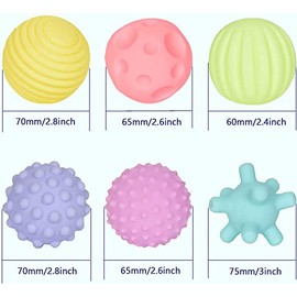 MOSU Pelota Táctil Sensorial, Juegos de Pelota para Agarrar, con Función de Sonido y Textura de Silicona, para Ejercicios Sensoriales y Reconocimiento de Objetos, 6 Piezas