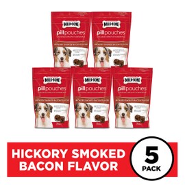 Milk-Bone Pill Pouches Dog Treats, Hickory Smoked Bacon Flavor, 6 Ounces (Pack of 5)