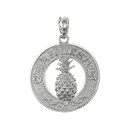925 Sterling Silver Travel Charm Pendant, Charleston, Pineapple Center