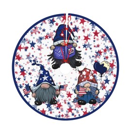 July 4th American Flag Patriotic Tree Skirt 36" Gnome Tree Mat for Christmas Xmasn Festive Party Yard Decorations Indoor Outdoor Ornaments