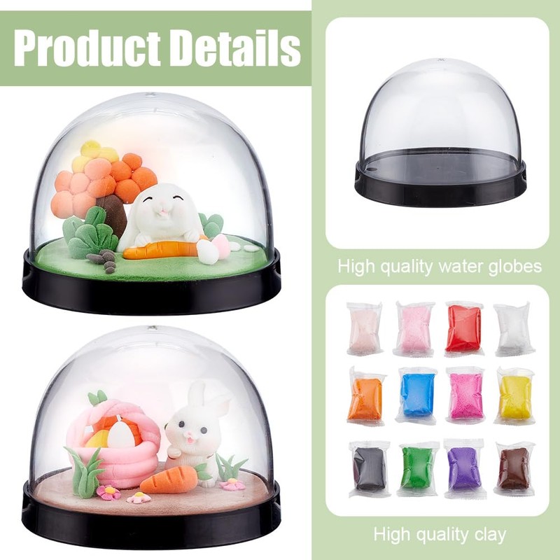 WEBEEDY 4 Sets DIY Easter Rabbit Snow Globe Making Kit