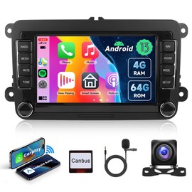 4G+64G Car Radio Stereo for VW Passat Jetta Tiguan Golf MK5 MK6 T5 EOS Polo, Android Rimoody 7'' Wireless Carplay Android Auto Mirror Link GPS 4G-WiFi BT 5.0 FM/AM/RDS DSP Camera