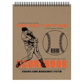 Perfect Strike Coaches Simple SCOREBOOK and Game Management for Baseball or Softball. Game Day Card Format with Player Line-up, Game Scoring and Graphic Player Position Board. 8.5" x 11". (2)