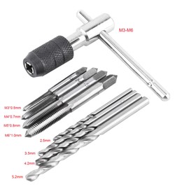 9PCS/Set Threading Tapping Tool Kit,M3x0.5/M4x0.7/M5x0.8/M6x1.0 Screw Taps T-Handle Tap Wrench Drill Bits Machine Thread Taps Set Threading Tapping Hand Tool Kit