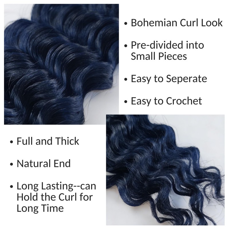 Short Navy Blue Braiding Hair Pre Stretched Knotless Braiding Hair