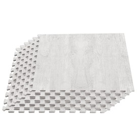 Forest Floor Farmhouse 5/8 Inch Thick Printed Foam Tiles, Premium Wood Grain Interlocking Foam Floor Mats, Anti-Fatigue Flooring – Stylish Flooring Solution, Porch Post White, 48 Sq Ft