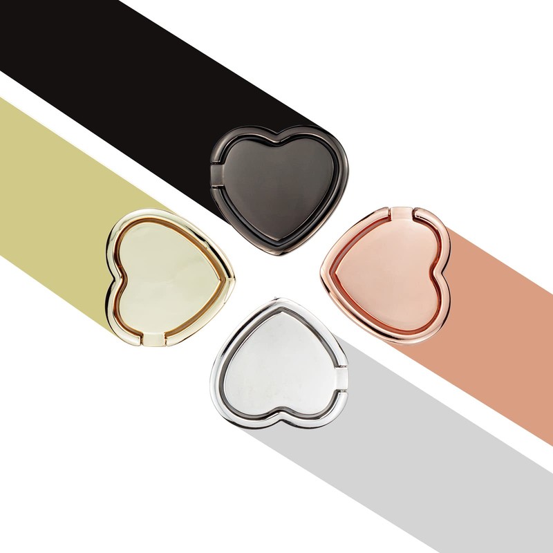2 Packs Glossy Finish Love Heart Shaped Cell Phone Ring