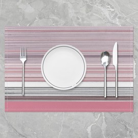 45X30cm Pink Grey Striped Table Mats Placemat Patchwork Striped Placemats Set of 4 Geometric Placemats for Dining Table Indoor Outdoor Kitchen Geometry Modern Decor Table Place Mats