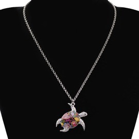 DALANE Enamel Alloy Turtle Necklace Sea Tortoise Pendant Ocean Animals Jewelry for Women Charms Gifts (Purple)