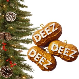 Deez Nuts Ornament, Christmas Tree Hanging Ornaments,Unique Peanut Hanging Decoration, Funny Novelty Nut Christmas Tree Ornaments,Christmas Party(3pcs)