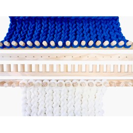 TELANZA 50" Chunky Yarn Blanket Loom – Reinforced Wooden Pegs with Screws – Includes Video Tutorials for 5 Unique Blanket Patterns - Large Knitting Loom for Thick Yarn Projects.