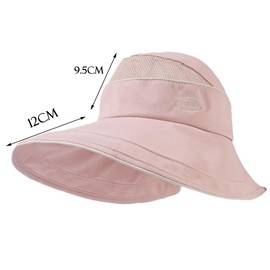 GeorgeX Sombreros de Sol para Mujeres, Mujer Agujero de Cola de Caballo Sombrero Cubo ala Ancha Sombreros Sol Verano ala Ancha Protección Solar UV Gorra Ajustable Pesca en la Playa Sombrero(Rosada)