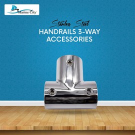 MARINE CITY 304 Grade Stainless Steel Heavy Duty Tee Connector Hand Rail 45° / 60°/ 90° Fittings 3 Ways for 1 Inch Tube for Marines – Boats – Yachts – Kayaks (Pack of 2)