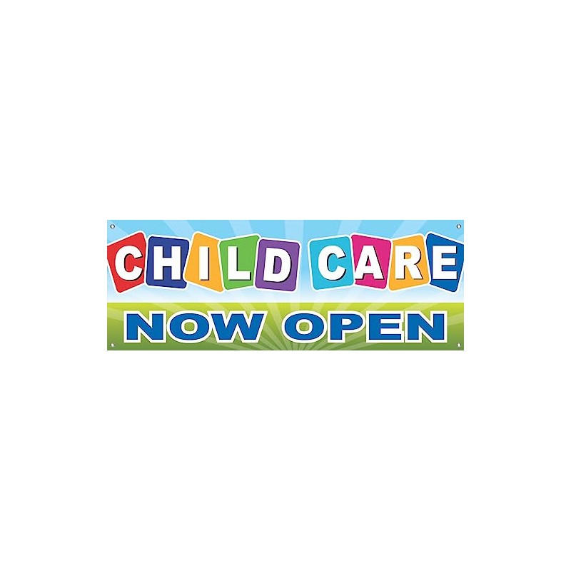 4 LESS CO 18x48 Inch CHILD CARE NOW OPEN Vinyl