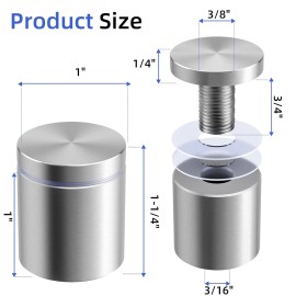 IOQ 50 Pack Standoff Screws (1 in. Dia x 1 in. L) Stainless Steel Standoff Mounting