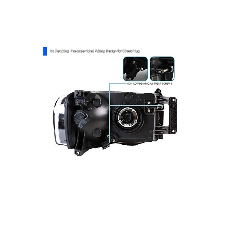 Spec-D Tuning Black Headlights Compatible with Dodge Ram 1500 2500