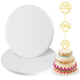 Cake Boards 10 inch Round, 2 PCS 1/2" Thick 10 inch Cake Drum, White 10 inch Cake Board, Sturdy Cake Drums 10 inch Round, Cake Decorating Supplies Card Board for Multi-Layer Cakes