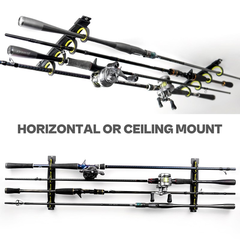 Fishing Rod Rack for Garage/Vehicle, Horizontal or Ceiling Wall Mounted