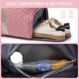 Duffle Bag for Travel, Weekender Bag with Shoe Compartment, Carry On Overnight Bag for Women with Toiletry Bag, 50L Gym Bag with Wet Pocket, Hospital Bags for Labor and Delivery