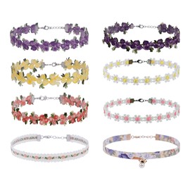 Manfnee Women's 8PCS Ribbon Choker Necklace Set Punk Gothic Tattoo Vintage Choker Collar