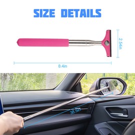 8sanlione Car Rearview Mirror Wiper, American Flag Telescopic Auto Mirror Squeegee Cleaner, Glass Mist Cleaning Tool with Retractable 98cm Handle, Portable Car Windows Water Removal (Pink/Black Flag)