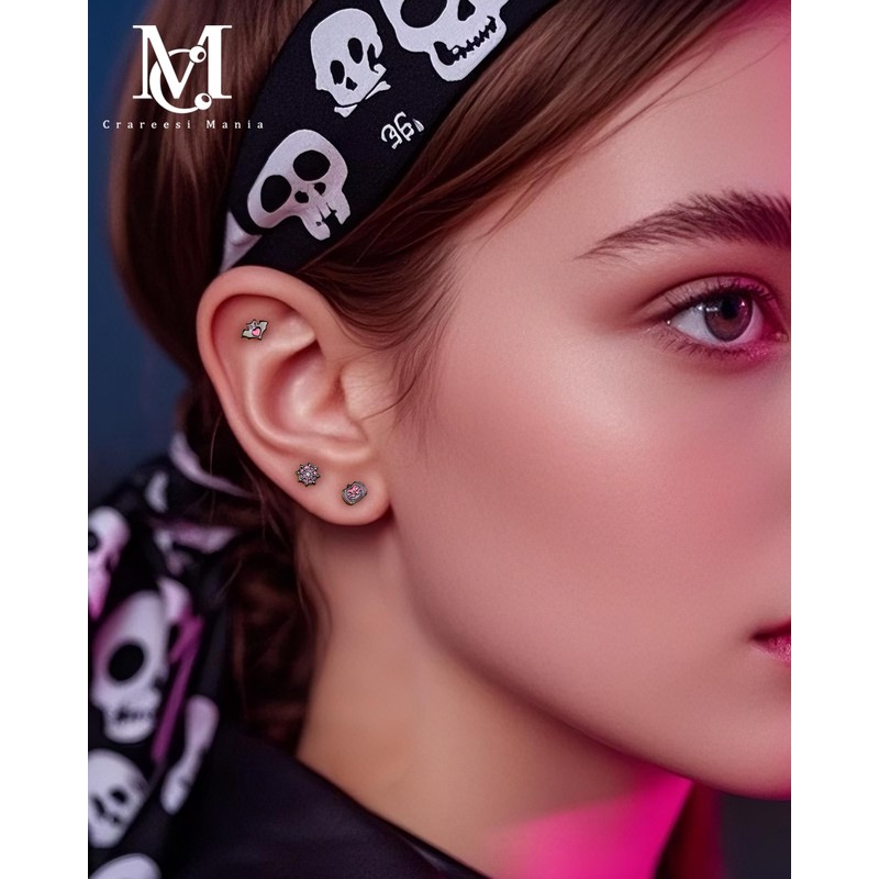 CM Crareesi Mania Pumpkin Helix Stud Earrings 3PCS Halloween Flat