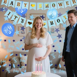 Funnaura Blue Baby Shower Decorations Boy Banner Set for Gender Reveal Party Decoration