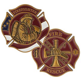 Firefighter Patriotic Challenge Thank You Coin Deluxe