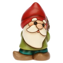 THUN, Oliver Gnome with Ceramic Pine Cones, Hand Decorated, Magic Forest Line, 7 x 5.8 x 9.5 cm H