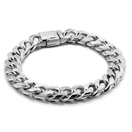 H&Beautimer Fashion 925 Sterling Silver Classic Cuban Chain Bracelet 10mm-7 "8" 9 "10" Curb Cuban Bracelet Solid Thick Large Link Bracelet For Men & Boys Jewelry Gift (pattern style, 7 inches)