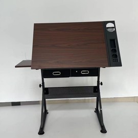 WEUMNV Drafting Table Art Desk Drawing Table Height Adjustable Artist Table Tilted Tabletop w/Drafting Stool and Storage Drawer for Reading, Writing (No stools)