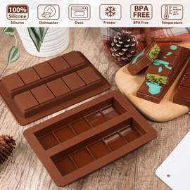 Small Dubai Deep Chocolate Bar Molds 2 Pack Deep with Scraper, Thick Silicone Chocolate Molds for Stuffed Bar, Mini Chocolate Candy Bar Mold for Homemade Filling Knafeh Pistachio Chocolate Bar