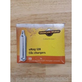 GrowlerWerks uKeg 128 CO2 Chargers 16g, Box of 10, Non-threaded, New