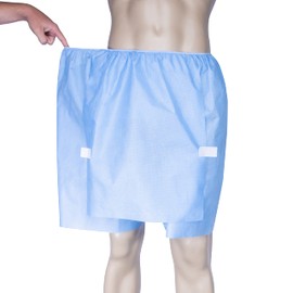 disposablegowns Disposable Urology and Colonoscopy Exam Shorts – XL/3XL – 50 Count – Blue SMS – Open-Access Flap Design – Elastic Waist – Fluid-Resistant – Latex-Free – Made in USA – DG
