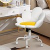 HomeZeer White Vanity Chair with Wheels and Back, Cute Daisy