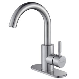 RODDEX Wet Bar Sink Faucet, Stainless Steel 360 Swivel Bar Mixer with 3 Hole Cover Deck Plate, Small Modern Single Handle Tap for Kitchen Bath Bathroom Sink, Brushed Nickel …