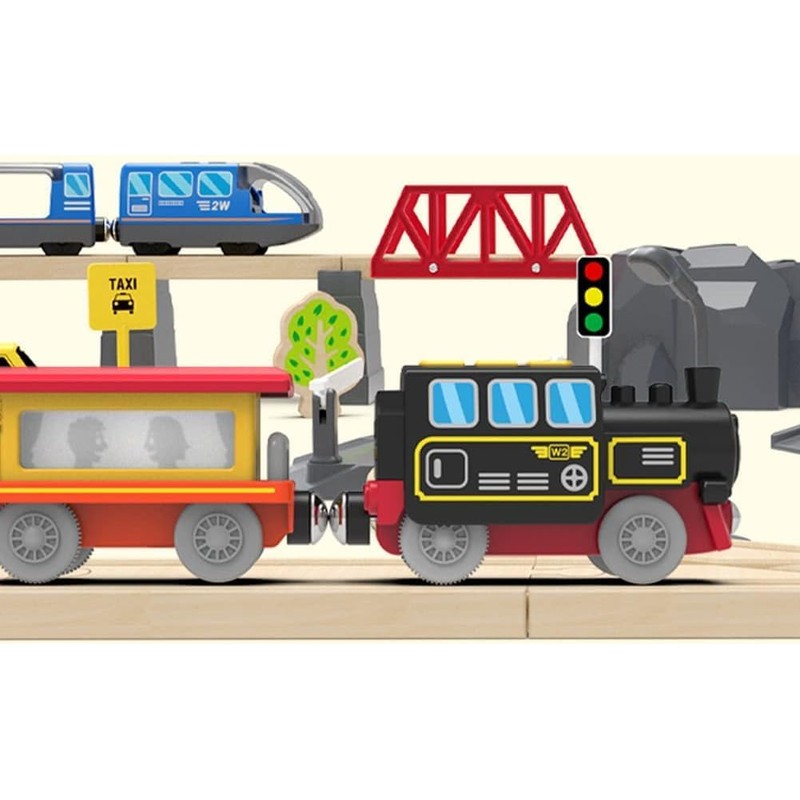 HYPERLIVING Motorized Trains for Wooden Track, Remote Control Train with