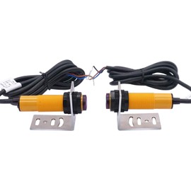 Taiss/ 1 Pair Photoelectric Sensor M18 Infrared Ray Through-Beam Reflection Optical Photoelectric Switch Sensor PNP NO 6-36VDC Proximity Switch Inductive Distance 5M with mounting Bracket E3F-5DP1