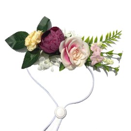 Lopsity Adjustable Dog Flower Headband Pet Flower Crown Headwear for Wedding Festival Artificial Floral Garland Dog Photography Props (Style-A)