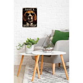 TopPacific Beagle Have a Nice Poop Bathroom Funny Novelty Metal Sign Retro Wall Decor for Home Gate Garden Bars Restaurants Cafes Office Store Club Sign Gift Plaque Tin Sign 12x8 INCH(4166)